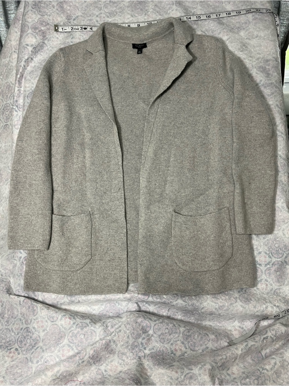 Talbot's Women's Open Front Collared Cardigan Sweater, Petite with pockets